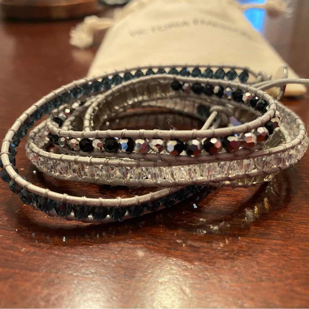 Victoria Emerson Black and Silver Crystal Wrap Bracelet